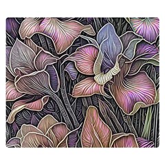 Flowers Iris Plant Two Sides Premium Plush Fleece Blanket (Small)