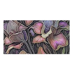 Flowers Iris Plant Satin Shawl 45  x 80 