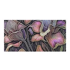 Flowers Iris Plant Satin Wrap 35  x 70 