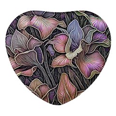 Flowers Iris Plant Heart Glass Fridge Magnet (4 pack)