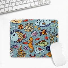 Cartoon Underwater Seamless Pattern With Crab Fish Seahorse Coral Marine Elements Small Mousepad