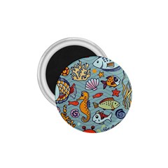 Cartoon Underwater Seamless Pattern With Crab Fish Seahorse Coral Marine Elements 1.75  Magnets