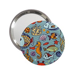 Cartoon Underwater Seamless Pattern With Crab Fish Seahorse Coral Marine Elements 2.25  Handbag Mirrors