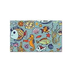 Cartoon Underwater Seamless Pattern With Crab Fish Seahorse Coral Marine Elements Sticker Rectangular (10 Pack) by uniart180623