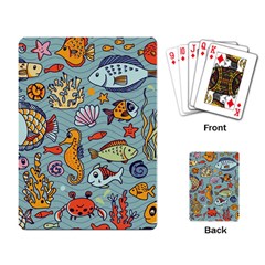 Cartoon Underwater Seamless Pattern With Crab Fish Seahorse Coral Marine Elements Playing Cards Single Design (Rectangle)