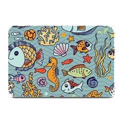 Cartoon Underwater Seamless Pattern With Crab Fish Seahorse Coral Marine Elements Plate Mats