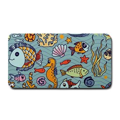 Cartoon Underwater Seamless Pattern With Crab Fish Seahorse Coral Marine Elements Medium Bar Mat