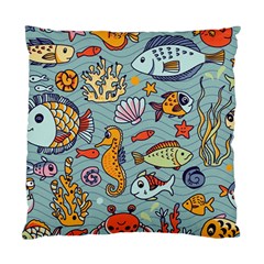 Cartoon Underwater Seamless Pattern With Crab Fish Seahorse Coral Marine Elements Standard Cushion Case (Two Sides)