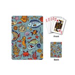 Cartoon Underwater Seamless Pattern With Crab Fish Seahorse Coral Marine Elements Playing Cards Single Design (Mini) Back