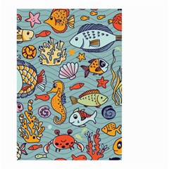 Cartoon Underwater Seamless Pattern With Crab Fish Seahorse Coral Marine Elements Small Garden Flag (two Sides) by uniart180623