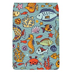 Cartoon Underwater Seamless Pattern With Crab Fish Seahorse Coral Marine Elements Removable Flap Cover (L)