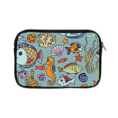 Cartoon Underwater Seamless Pattern With Crab Fish Seahorse Coral Marine Elements Apple iPad Mini Zipper Cases