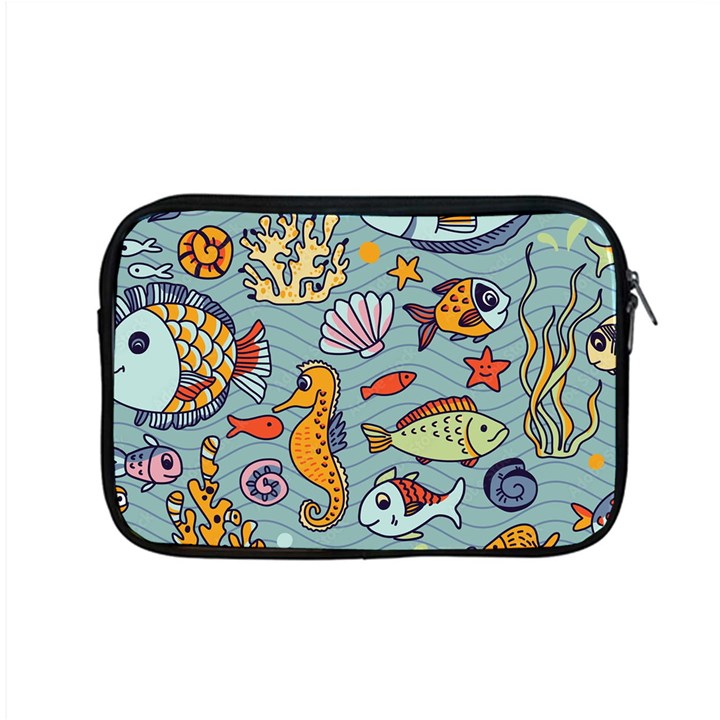 Cartoon Underwater Seamless Pattern With Crab Fish Seahorse Coral Marine Elements Apple MacBook Pro 15  Zipper Case