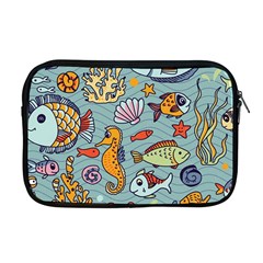 Cartoon Underwater Seamless Pattern With Crab Fish Seahorse Coral Marine Elements Apple MacBook Pro 17  Zipper Case