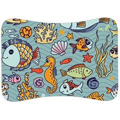 Cartoon Underwater Seamless Pattern With Crab Fish Seahorse Coral Marine Elements Velour Seat Head Rest Cushion