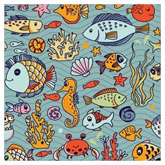 Cartoon Underwater Seamless Pattern With Crab Fish Seahorse Coral Marine Elements Lightweight Scarf 