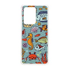 Cartoon Underwater Seamless Pattern With Crab Fish Seahorse Coral Marine Elements Samsung Galaxy S20 Ultra 6.9 Inch TPU UV Case