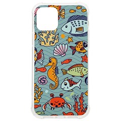 Cartoon Underwater Seamless Pattern With Crab Fish Seahorse Coral Marine Elements iPhone 12/12 Pro TPU UV Print Case