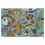 Cartoon Underwater Seamless Pattern With Crab Fish Seahorse Coral Marine Elements Banner and Sign 6  x 4  Front