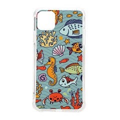 Cartoon Underwater Seamless Pattern With Crab Fish Seahorse Coral Marine Elements iPhone 11 Pro Max 6.5 Inch TPU UV Print Case