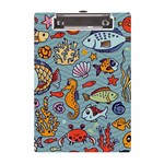 Cartoon Underwater Seamless Pattern With Crab Fish Seahorse Coral Marine Elements A5 Acrylic Clipboard Front