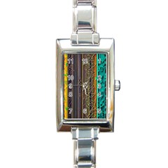 Wisteria Vine Garden Flowers Rectangle Italian Charm Watch