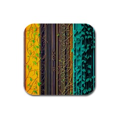 Wisteria Vine Garden Flowers Rubber Square Coaster (4 pack)