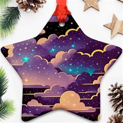 Fluffy Clouds Night Sky Ornament (star) by uniart180623