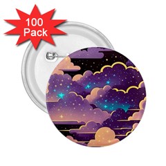 Fluffy Clouds Night Sky 2 25  Buttons (100 Pack)  by uniart180623