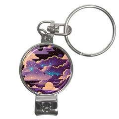 Fluffy Clouds Night Sky Nail Clippers Key Chain by uniart180623