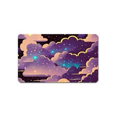 Fluffy Clouds Night Sky Magnet (name Card) by uniart180623