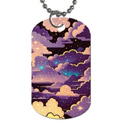 Fluffy Clouds Night Sky Dog Tag (one Side) by uniart180623