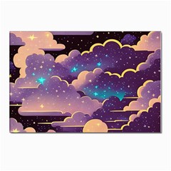 Fluffy Clouds Night Sky Postcard 4 x 6  (pkg Of 10) by uniart180623