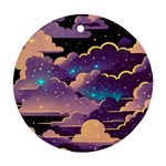 Fluffy Clouds Night Sky Round Ornament (Two Sides) Back