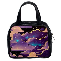 Fluffy Clouds Night Sky Classic Handbag (two Sides) by uniart180623