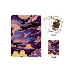 Fluffy Clouds Night Sky Playing Cards Single Design (mini) by uniart180623