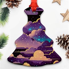 Fluffy Clouds Night Sky Christmas Tree Ornament (two Sides) by uniart180623