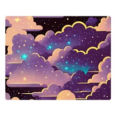 Fluffy Clouds Night Sky Two Sides Premium Plush Fleece Blanket (large) by uniart180623