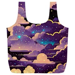 Fluffy Clouds Night Sky Full Print Recycle Bag (xxxl) by uniart180623