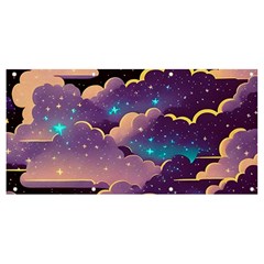 Fluffy Clouds Night Sky Banner And Sign 8  X 4  by uniart180623