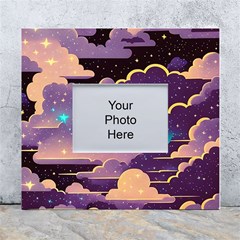 Fluffy Clouds Night Sky White Wall Photo Frame 5  X 7  by uniart180623