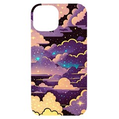 Fluffy Clouds Night Sky Iphone 14 Black Uv Print Case