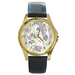 Vine Vineyard Plants Nature Round Gold Metal Watch by uniart180623