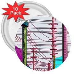 Poles Wires 3  Buttons (10 Pack)  by uniart180623