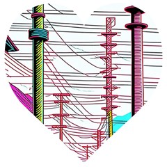 Poles Wires Wooden Puzzle Heart by uniart180623