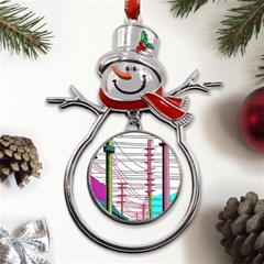 Poles Wires Metal Snowman Ornament by uniart180623