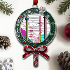 Poles Wires Metal X mas Lollipop With Crystal Ornament by uniart180623