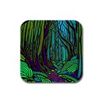 Spectral Forest Nature Rubber Square Coaster (4 pack) Front