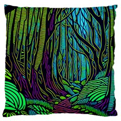 Spectral Forest Nature Large Premium Plush Fleece Cushion Case (two Sides) by uniart180623