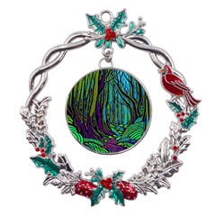 Spectral Forest Nature Metal X mas Wreath Holly Leaf Ornament